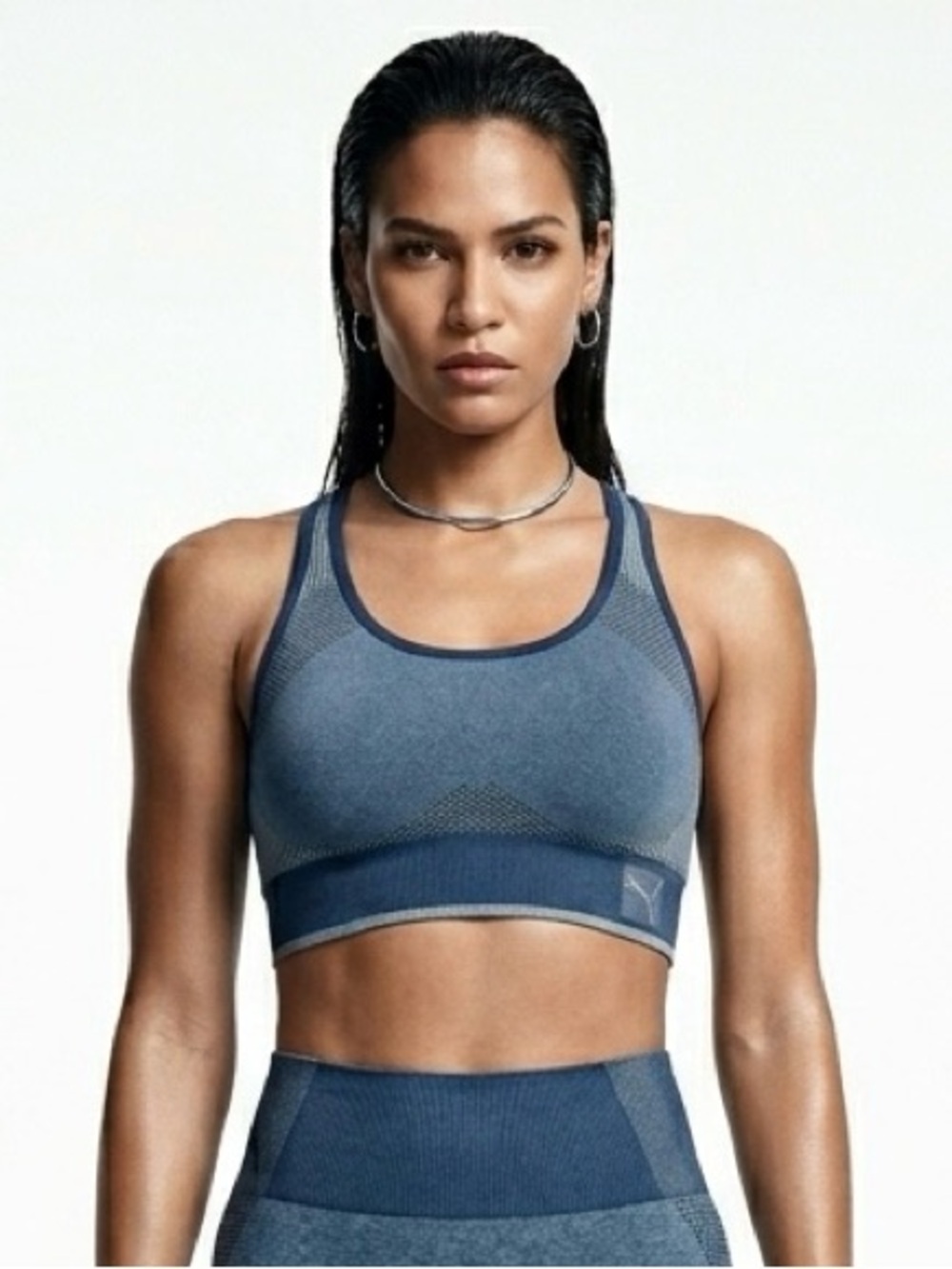 Puma Racerback blue sports bra size small women’s workout gym exercise